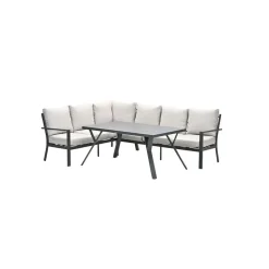 Sergio lounge-diningset - 3-delig - links - carbon black - desert sand