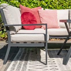 Sergio lounge-diningset - 3-delig - links - carbon black - desert sand