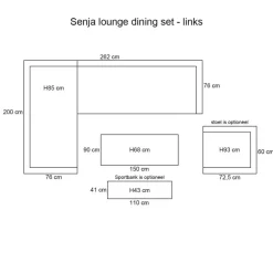 Sergio lounge-diningset - 3-delig - links - carbon black - desert sand