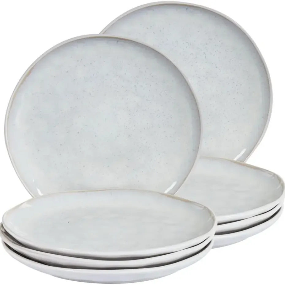 SESAME - Dinerborden set van 8 - Lichtgrijs - Steengoed