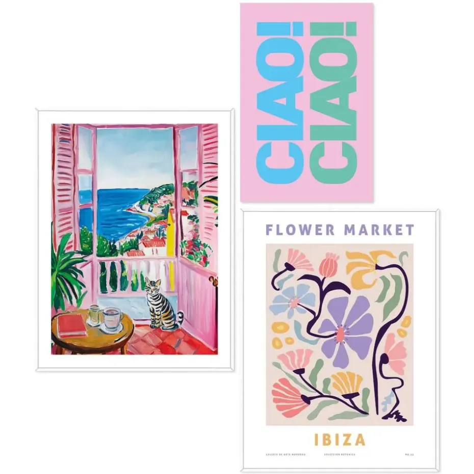 Set poster met lijst - Zomer aan Zee