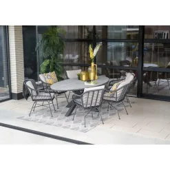 Set van 4 - Garden Impressions Margriet tuinstoel - Zwart/Zand