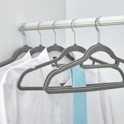 Set van 50 Anti-slip kleerhangers, dunne Kledinghangers met Fluweel Grijs