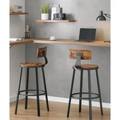 Set van 2 barkrukken - industrieel ontwerp - vintage bruin