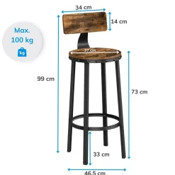 Set van 2 barkrukken - industrieel ontwerp - vintage bruin