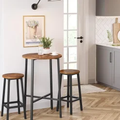 Set van 2 barkrukken - met stabiel stalen frame - hoogte 65 cm - Bruin