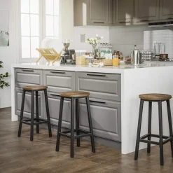 Set van 2 barkrukken - met stabiel stalen frame - hoogte 65 cm - Bruin