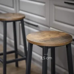 Set van 2 barkrukken - met stabiel stalen frame - hoogte 65 cm - Bruin