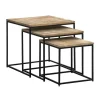 Set van 3 bijzettafels Kyan - zwart/naturel - 48x50x50 cm