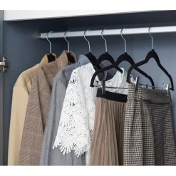 Set van 20 fluwelen Kledinghangers met Clips - metalen Haak, zwart