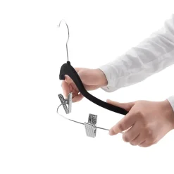 Set van 20 fluwelen Kledinghangers met Clips - metalen Haak, zwart