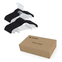 Set van 20 fluwelen Kledinghangers met Clips - metalen Haak, zwart