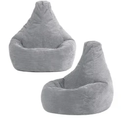 Set van 2 icon Kinderzitzakken Dalton - Corduroy Zitzak - Grijs