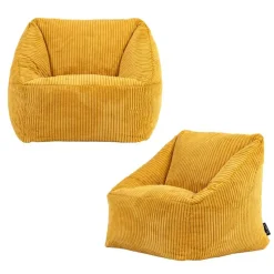 Set van 2 icon Kinderzitzakken Morgan - Corduroy Zitzak met Vulling - Geel