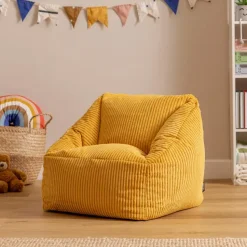 Set van 2 icon Kinderzitzakken Morgan - Corduroy Zitzak met Vulling - Geel