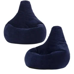 Set van 2 icon Kinderzitzakken Dalton - Corduroy Zitzak - Marineblauw