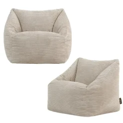 Set van 2 icon Kinderzitzakken Morgan - Corduroy Zitzak met Vulling - Beige