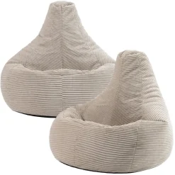 Set van 2 icon Zitzak Dalton - Corduroy Zitzak Volwassenen - Beige