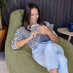 Set van 2 icon Zitzak Dalton - Corduroy Zitzak Volwassenen - Saliegroen