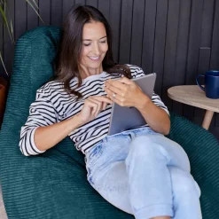 Set van 2 icon Zitzak Dalton - Corduroy Zitzak Volwassenen - Blauwgroen