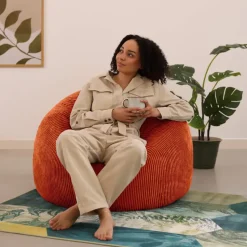 Set van 2 icon Zitzak Kingston - Corduroy Zitzak Volwassenen - Oranje