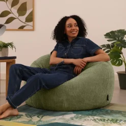 Set van 2 icon Zitzak Kingston - Corduroy Zitzak Volwassenen - Saliegroen