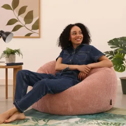 Set van 2 icon Zitzak Kingston - Corduroy Zitzak Volwassenen - Oud roze