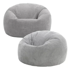 Set van 2 icon Zitzak Kingston - Corduroy Zitzak Volwassenen - Grijs