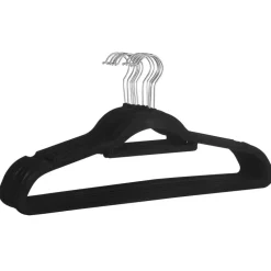 Set van 50 kleerhangers - Fluweel - Anti-slip - Kapstokken met Broeklat - Zwart