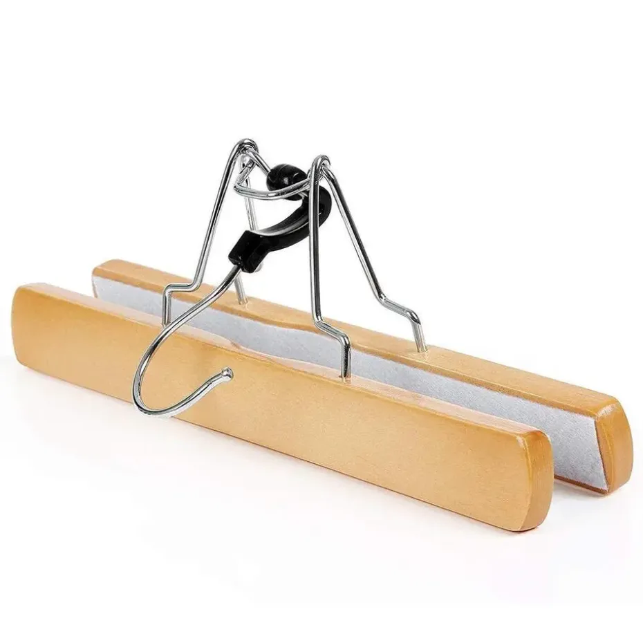 Set van 12 Massief Houten Broek hangers - met vilt Anti-Slip