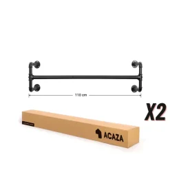 Set van 2 ophangrails - industriële look - zwart