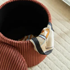 Set van 3 poefs met opbergruimte van hout en ribfluweel