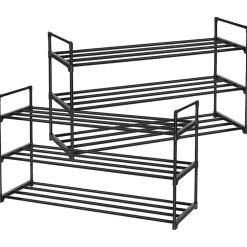 Set van 2 schoenenrekken - tot 24 paar - stapelbaar - 91.7x52.4x29.3 cm - zwart