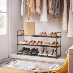 Set van 2 schoenenrekken - tot 24 paar - stapelbaar - 91.7x52.4x29.3 cm - zwart