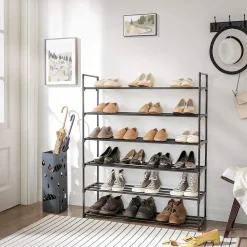 Set van 2 schoenenrekken - tot 24 paar - stapelbaar - 91.7x52.4x29.3 cm - zwart
