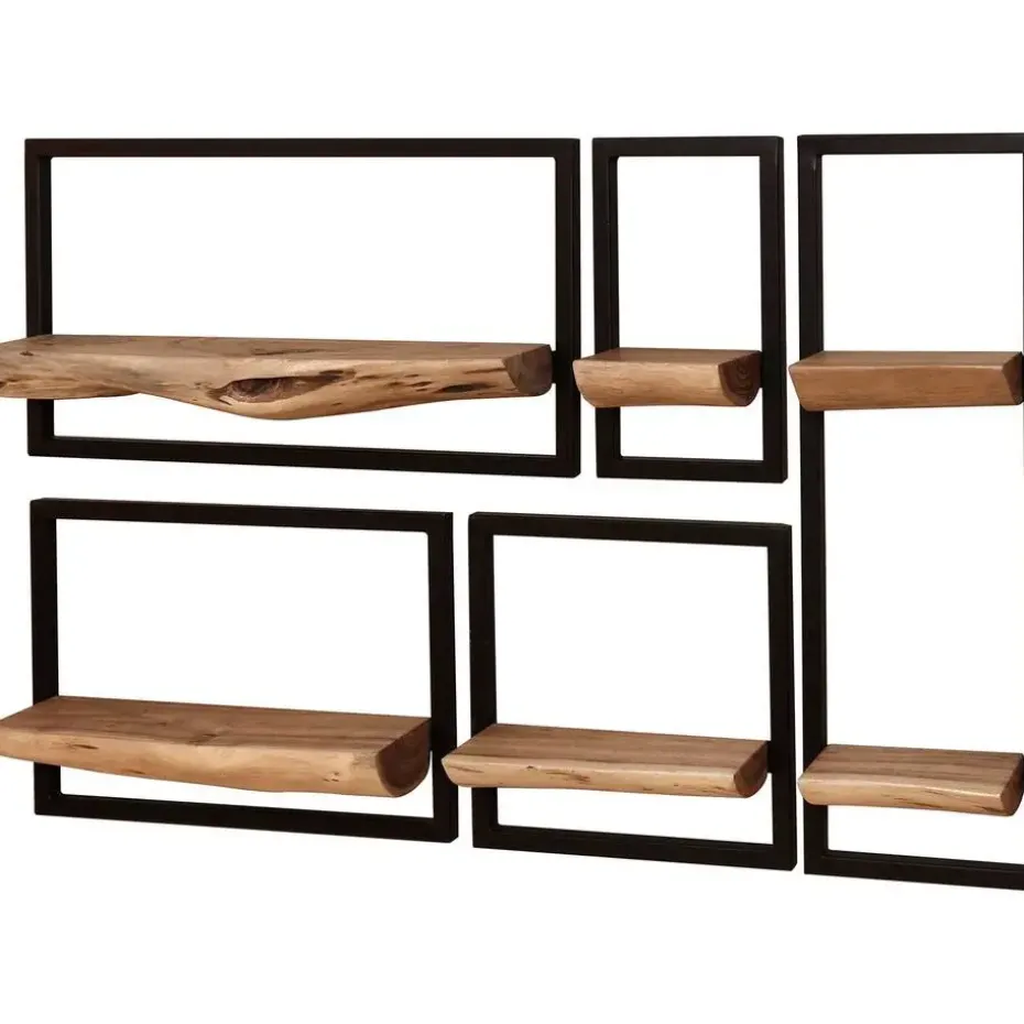 Set van 5 wandplanken Erica-massief acacia