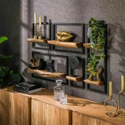 Set van 5 wandplanken Erica-massief acacia