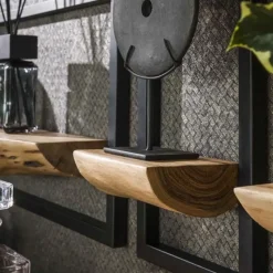 Set van 5 wandplanken Erica-massief acacia