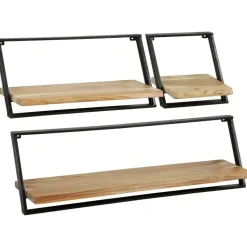 Set van 3 wandplanken Siebe-acacia/gepoedercoat metaal
