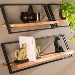 Set van 3 wandplanken Siebe-acacia/gepoedercoat metaal