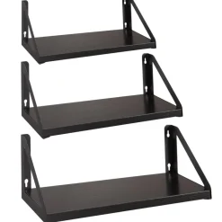 Set van 3 Wandplanken, Zwevende Boeken Planken, 30, 35 en 40 cm lang, Zwart