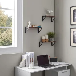 Set van 3 Wandplanken, Zwevende Plank, 30/35/40 x 12 x 11, Vintage Bruin Zwart