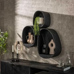 Set van 3 wandschappen Licorice-liquid metal