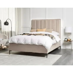 SEZANNE - Bed met opbergruimte - Taupe - 180 x 200 cm - Fluweel