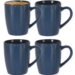 Siaki Koffiemok/theemok - Fishbone - blauw - 370 ml