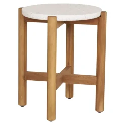 Sidetable Acacia Naturel/Wit - 37x37x46cm - Terracina