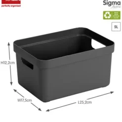 Sigma home opbergbox 5L antraciet