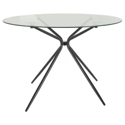 Silvie - Ronde eettafel Ø110 cm 4 zitplaatsen in glas / zwart