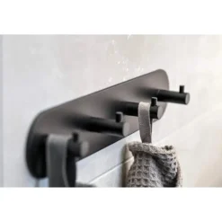 Siro Kapstok - 4 ophang haken - metaal - mat zwart - 11 x 21 cm