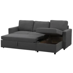 Slaapbank Turijn met opbergruimte - antraciet - 82x215x145 cm